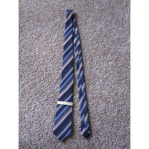 NEW Asian Neck Tie 100% pure Silk Dunhuang Blue White Striped Dotted Elegant!